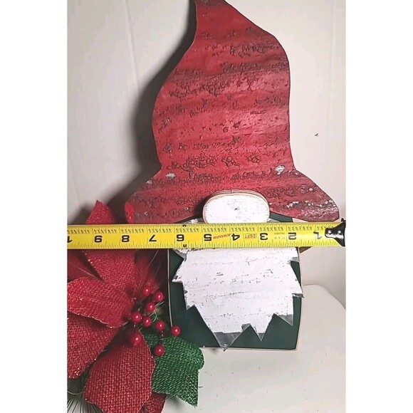 NWT Rustic Handmade Metal/ Wood 15"x 8" Christmas Gnome - Picture 2 of 5